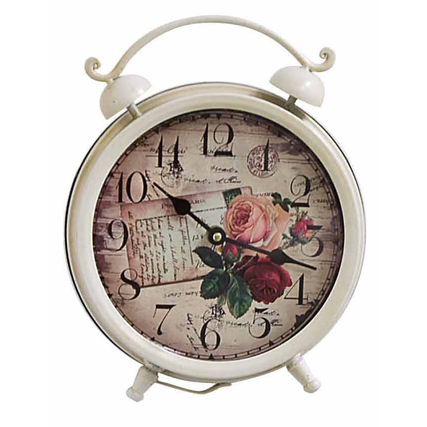 Ceas de masa clasic alb Roses Shabby Chic 21x27H